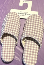 Charter Club Memory Foam Slip-On Women's Slippers Purple White Gingham US 11-12