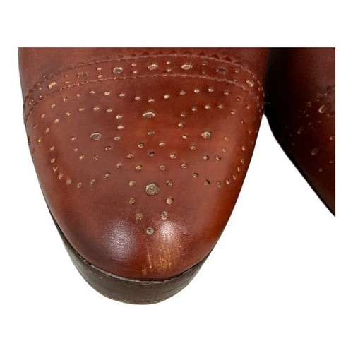 Ralph Lauren Purple Label Collection 8 1/2B frangia in pelle marrone cognac - Foto 10 di 14