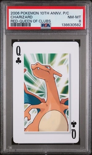 2006 POKEMON CENTER 10TH ANV PLAYING CARDS RED DECK CHARIZARD PSA 8