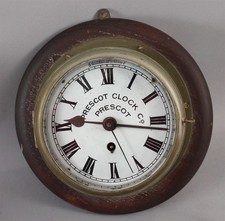 Large Antique PRESCOT Chain Fusee Movement Bronze Ships Engine Room Clock