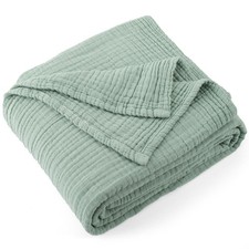 100 Cotton Muslin Throw Blanket 50" X 70" Throw XL Size 4-Layers Summer Gauz...