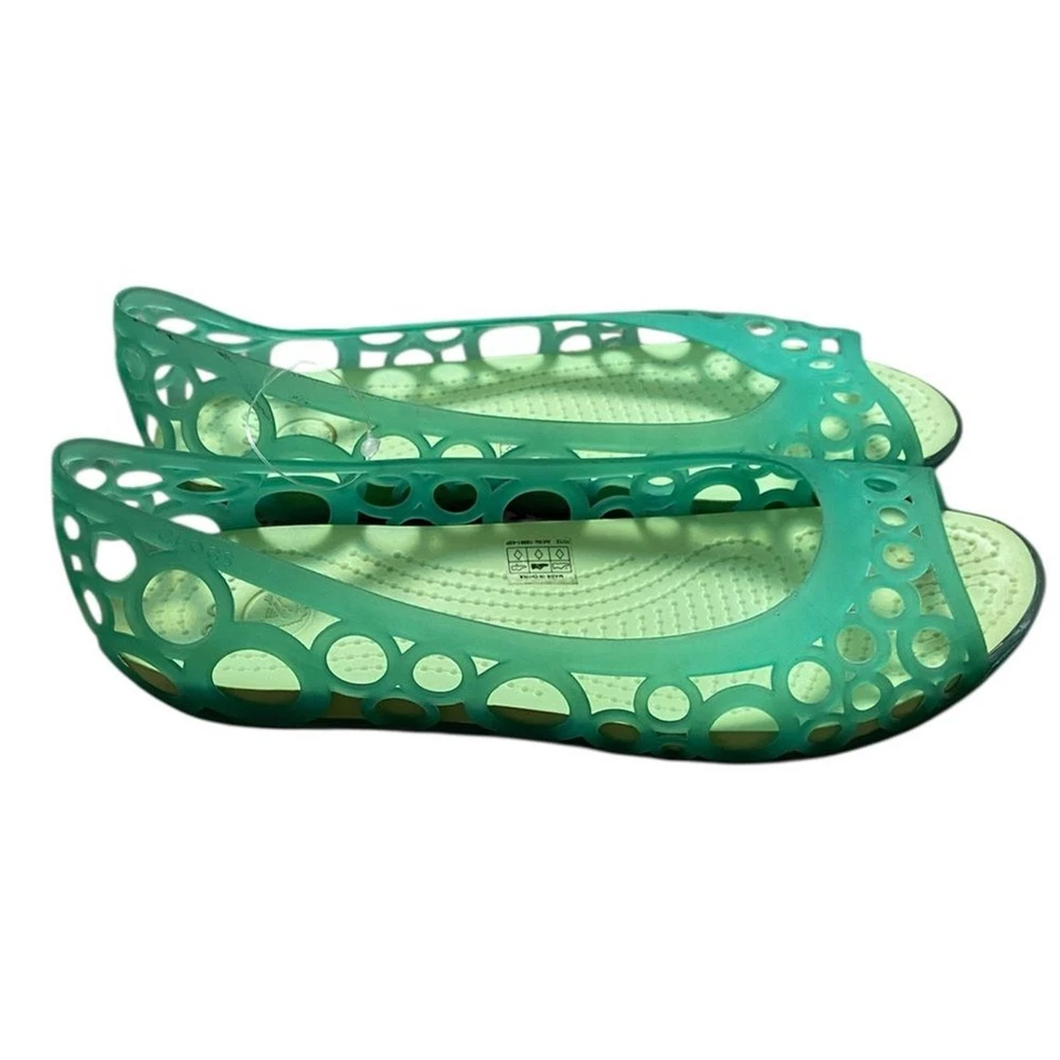 Crocs Adrina peep toe jell slip on crocs light green women 8 - Image 3 of 4