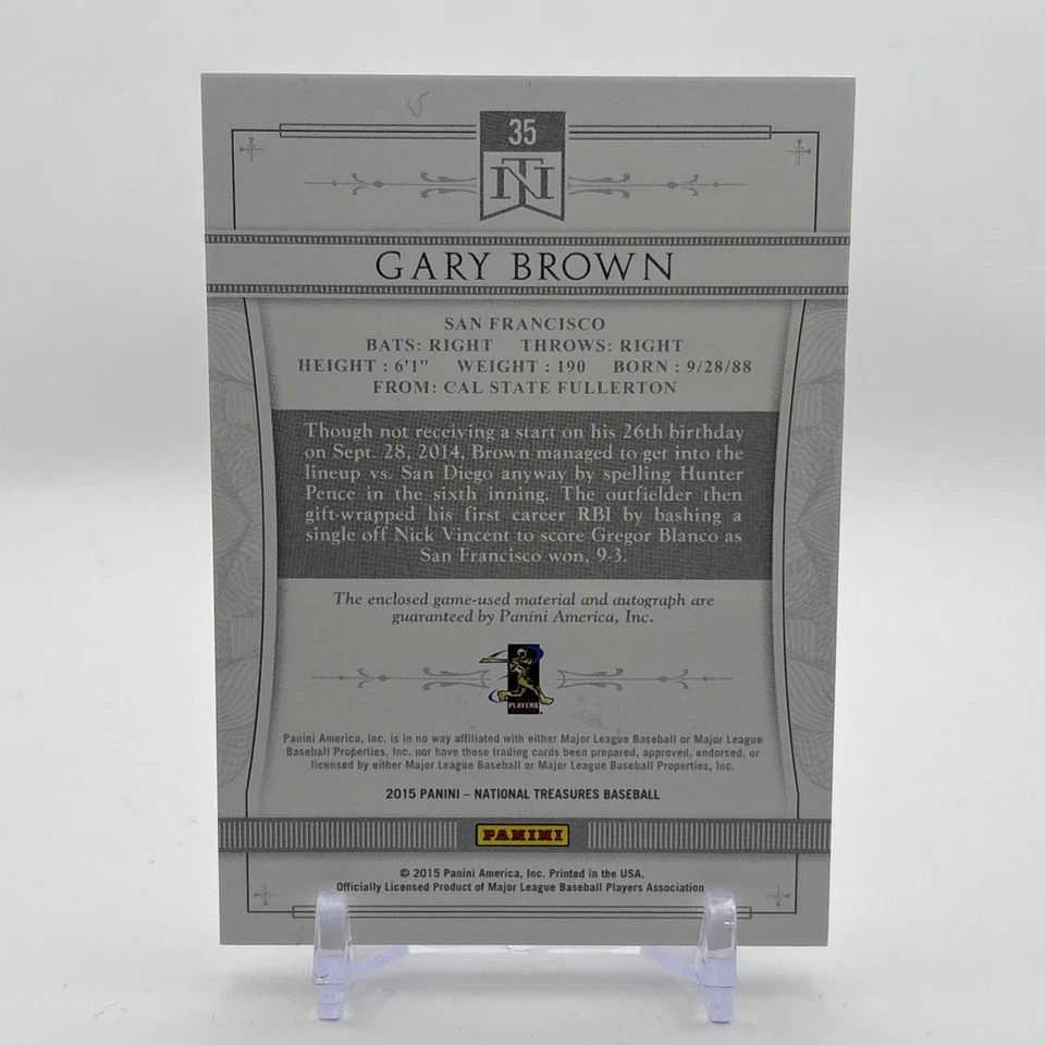 2015 Panini National Treasures Rookie Silhouette Purple /49 Gary Brown Auto RC - Image 2 of 2