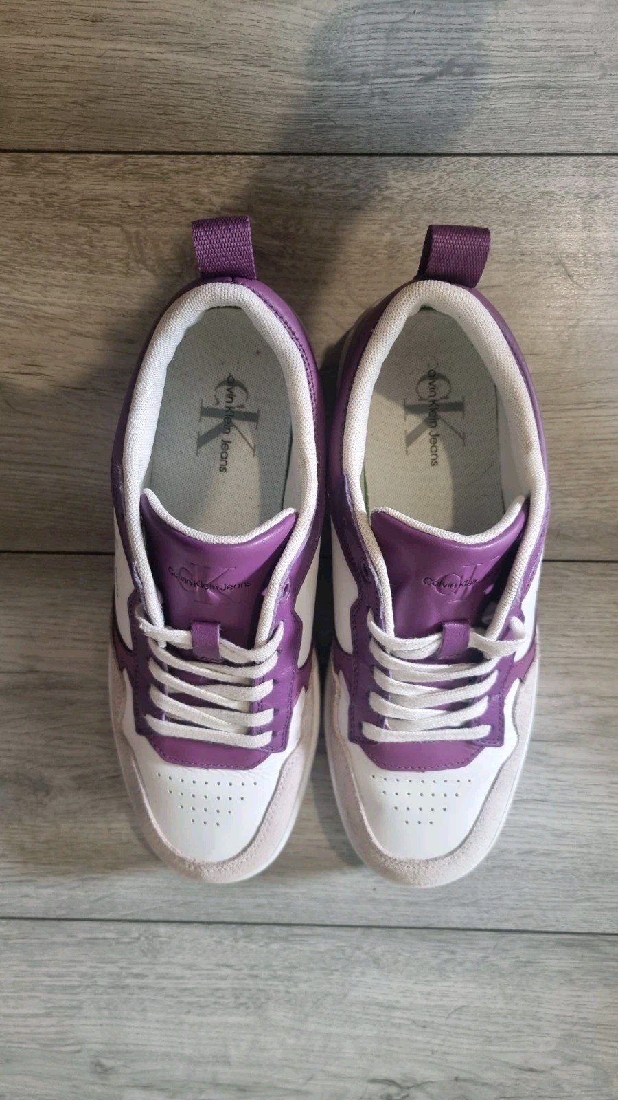 Calvin Klein Jeans Purple White Leather Suede Trainers Women’s UK 6.5 Low Top image 9