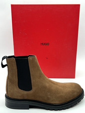 New HUGO BOSS CHELSEA BOOTS Cow Leather For Men SZ 7 Suede Medium Brown