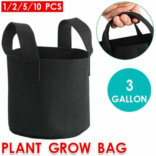 Black Fabric Plant Pot Breathable Grow Bags 3 5 7 10 Gallon Planter Basket AU - Picture 13 of 16