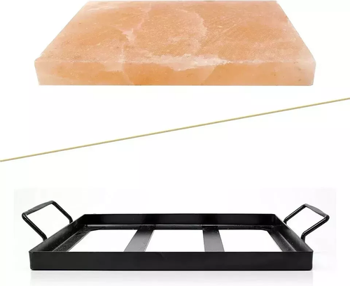 Bloque de cocción de sal rosa del Himalaya 12x8x2 con bandeja para asar a la parrilla, barbacoa y condimento - Imagen 10 de 11