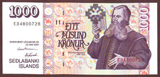 Iceland  1000 Kronur  2001   Gem UNC