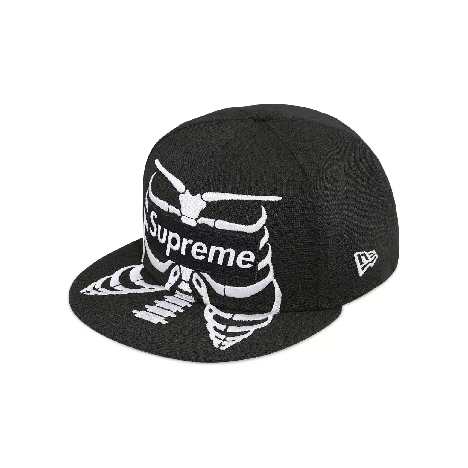 Chapeau ajusté Supreme x New Era Bones Box Logo 59FIFTY   Taille 7 1/2   Noir   NEUF