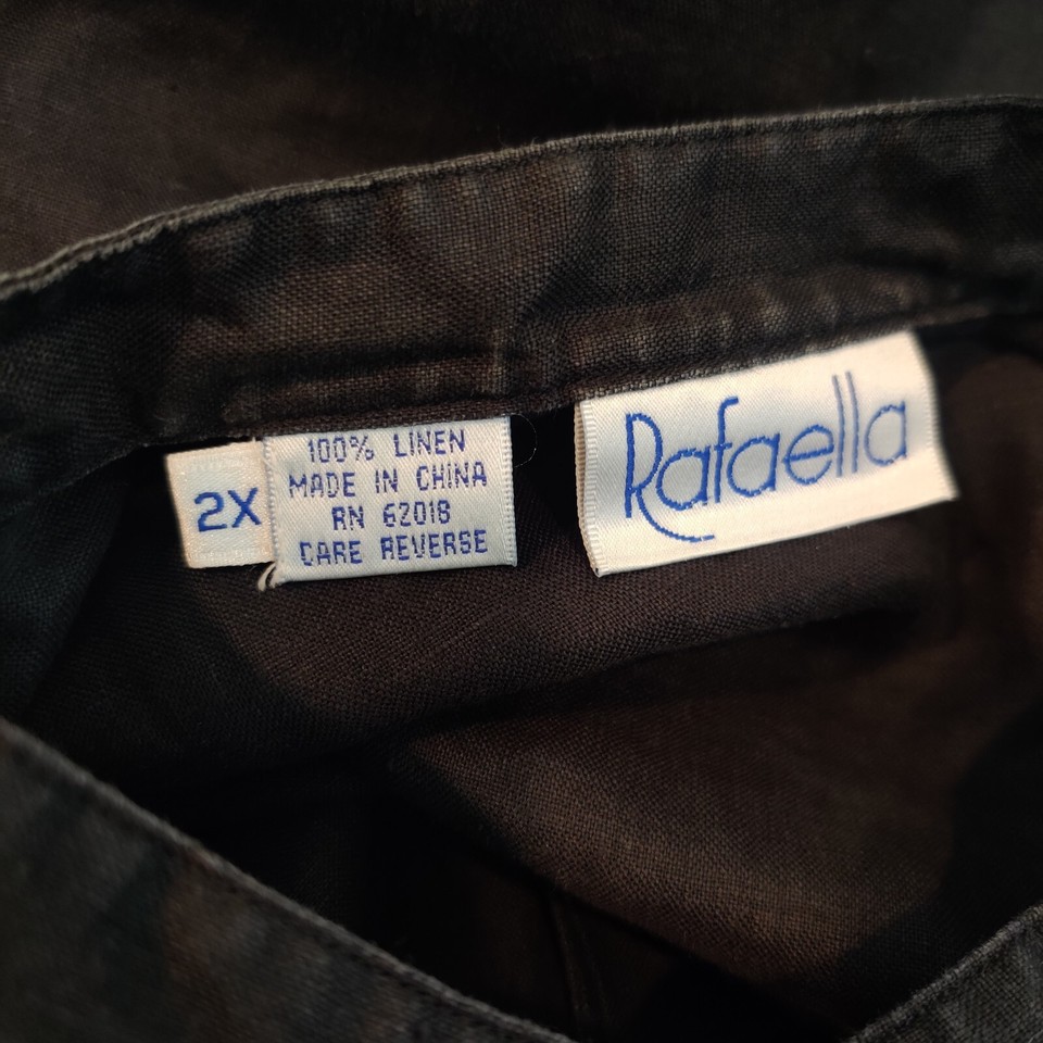 Rafaella 2X Linen Tunic Shirt Button Up Long Sleeve Lagenlook Plus