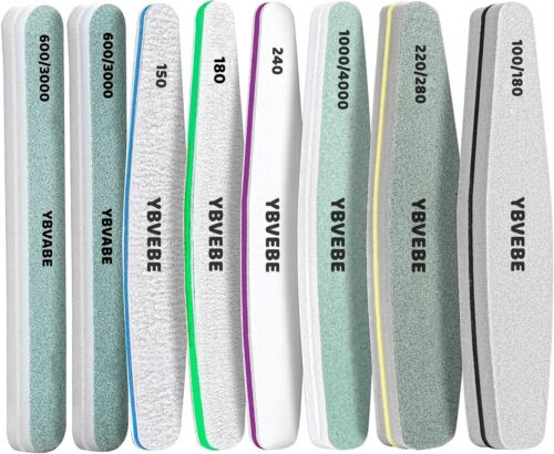 8Pieces Nail File and Buffer, Emery Boards Nail File Set Professional Nail Buffe - Picture 1 of 7