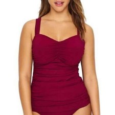 Gottex Profile Tutti Frutti Tankini 2 pc Swimsuit -size 8 / 34D -Merlot Burgundy
