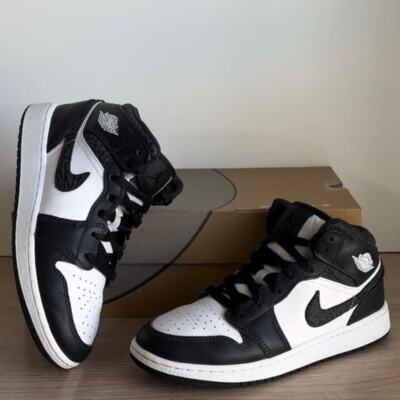 Nike Air Jordan 1 Mid Panda Elephant Kids Sneakers FB9909-001- SZ