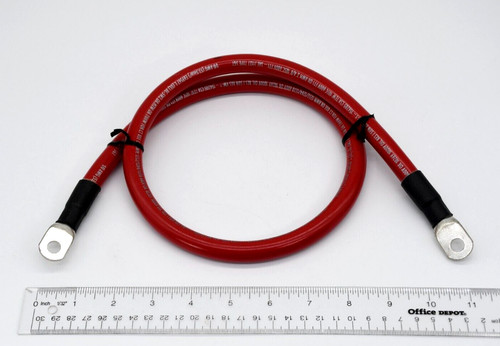 Single 3' (3 Foot) 36" 5/16" Ring Terminal 1/0 AWG Battery Cable Wire - Red