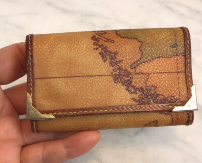 VTG ALVIERO MARTINI I' CLASSE ITALY World Map Leather Wallet Key