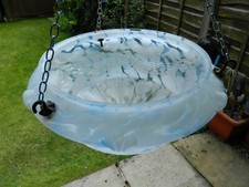Art Deco glass ceiling light shade vintage marble bowl hanging pendant Blue