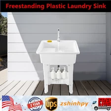 Laundry Utility Sink Freestanding Outdoor Washing Tub Wash Station Sink & Faucet