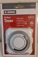 NEW Jobsmart Indoor 24 Hour Timer, 3 Prong Outlet, Safety Cover