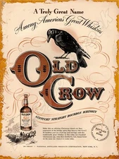 Old Crow Whiskey Ad 9" x 12" Metal Sign