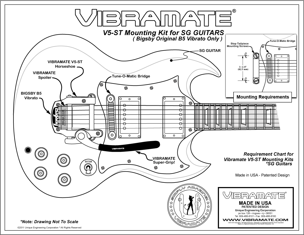 Vibramate V5 C ビグスビーb5用 並行輸入品】Vibramate V5 CHROME Bigsby B5用クイックマウント