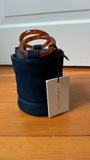 Simon Miller Blue Suede Bonsai Mini Bucket Bag (tortoise Acetate Handles)