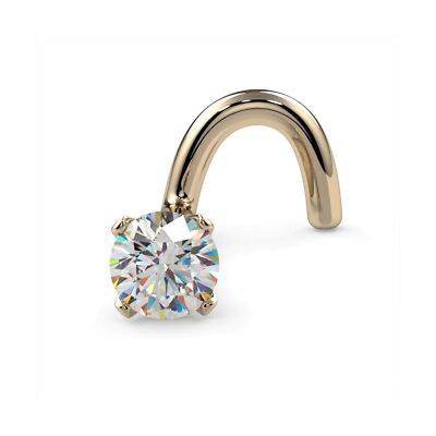 FreshTrends  Genuine SI1-SI2 G-H Diamond Nose Ring Stud 14K Yellow Gold Nos