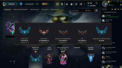 League of Legends Account euw, Platin, 159 Skins, lvl 494, 125k BE