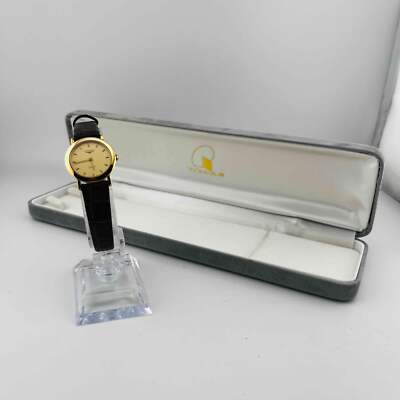 LONGINES 153 18K 750 Solid Gold Quartz Belt brown excellent condition 22.5cm