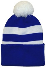 Portsmouth Supporters Royal Blue and White Traditional Style Bobble Hat