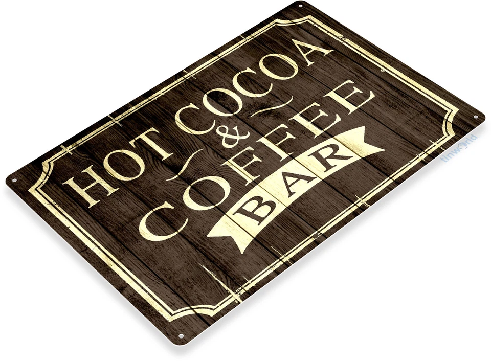 TIN SIGN Hot Cocoa Coffee Rustic Coffee Shop Metal Sign Décor Kitchen Café C006 - Image 2 of 3