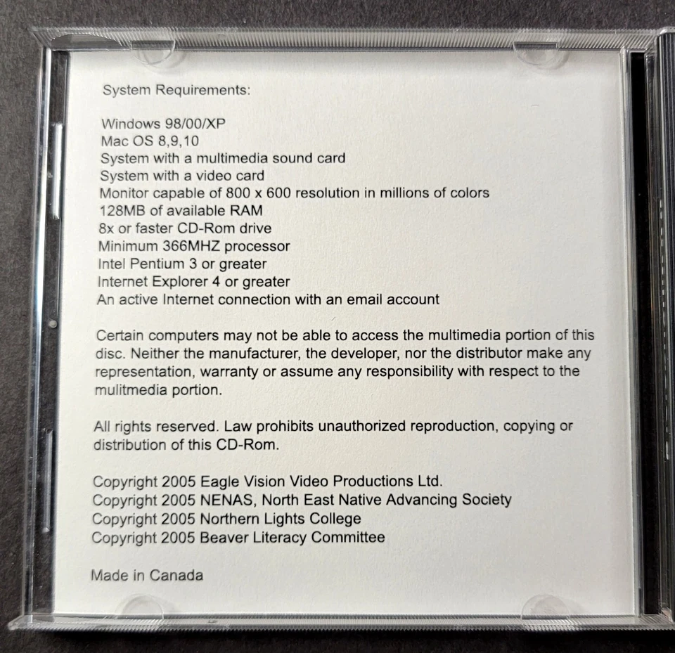 Dane-Zaa Beaver Language - An Introduction to Conversational Beaver - HTF CD-Rom - Image 3 of 3