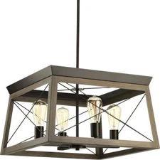 Briarwood Collection 4-Light Antique Bronze Farmhouse Square Chandelier Light