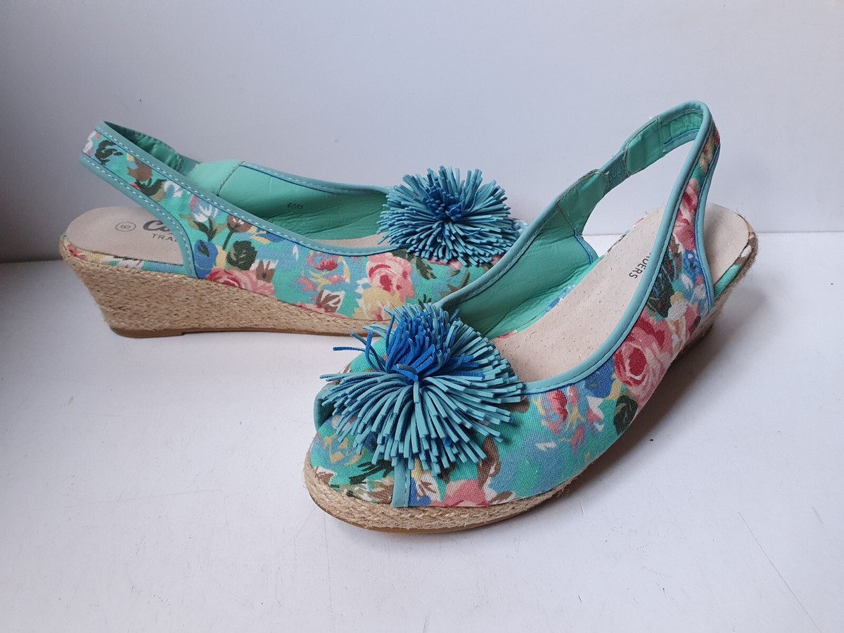 Ladies Size UK Floral Peeptoe Slingback Shoes COTTON TRADERS