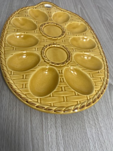 Vintage Teufel Eierteller Keramik Servierschale gelb 10 Eier Japan - Bild 18 von 24