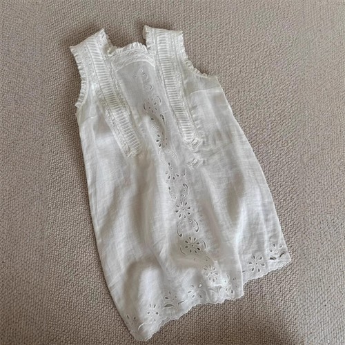 Retro Stickerei Aushöhlen Spitze Spleißen Ärmellos Midikleid Damen Urlaub - Bild 4 von 25