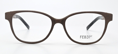 FEB31ST Glasses Frame Noel C011386E01 Braun Wood Sandwich Vanilla Cat's Eye Oval - Picture 3 of 7