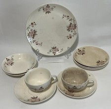 Vintage China Dinner Set Unbranded Textured Floral Design 10pc Used