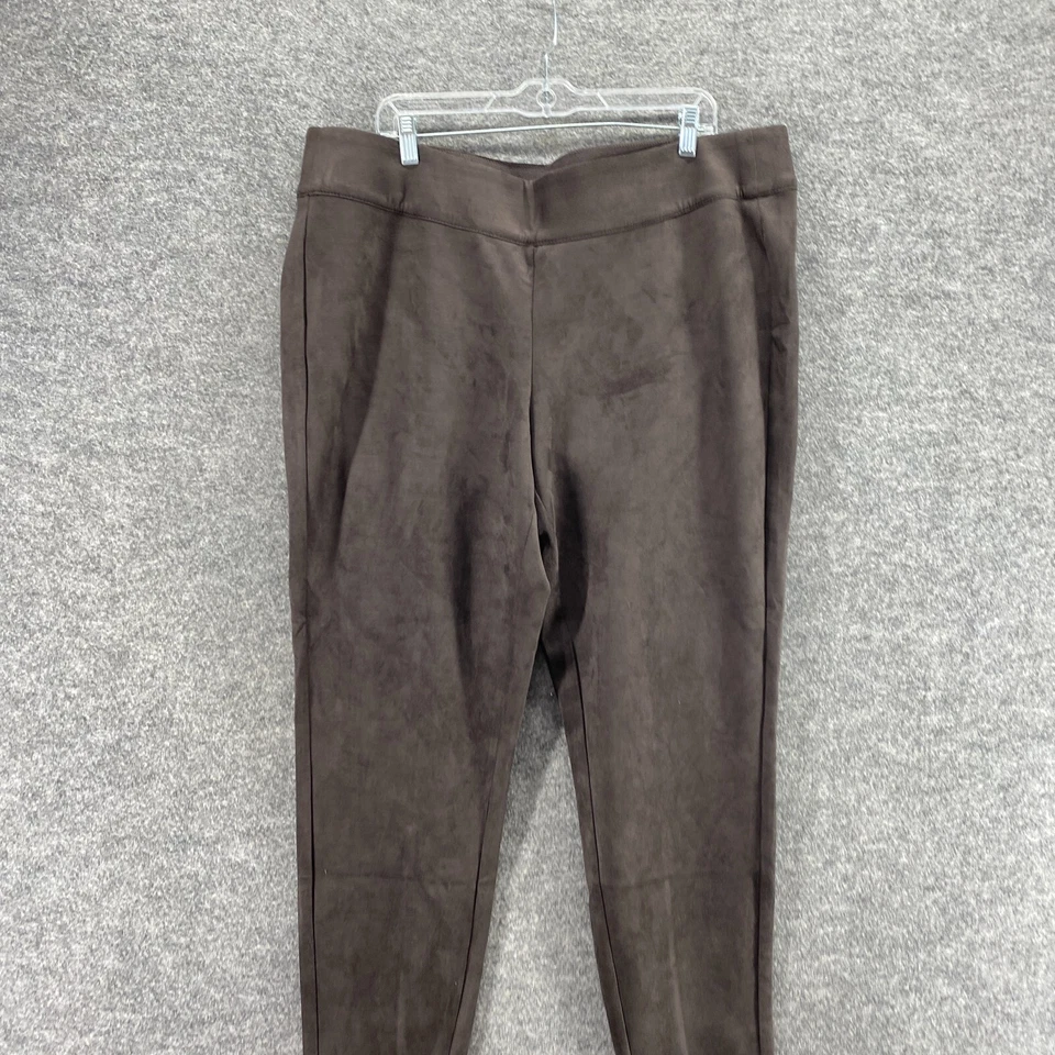 Pantalones Baccini Mujer 22/24 Plus Marrón Tiro Alto Frente Plano Pull On Chino Ajustado Foto 3 de 4