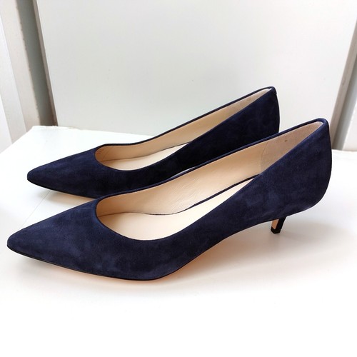 NEW Cole Haan Vesta 45mm Marine Blue 8.5 Suede Kitten Heel Shoes Pumps - Picture 11 of 15