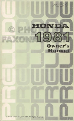 Manuel De Propriétaire Honda Prelude 1981 Original OEM Guide D’Instructions - Photo 1/3