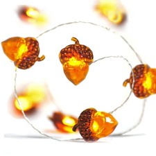 Thanksgiving Decoration 13ft 40 LED Acorn Fall Fairy Lights Battery Powered ...