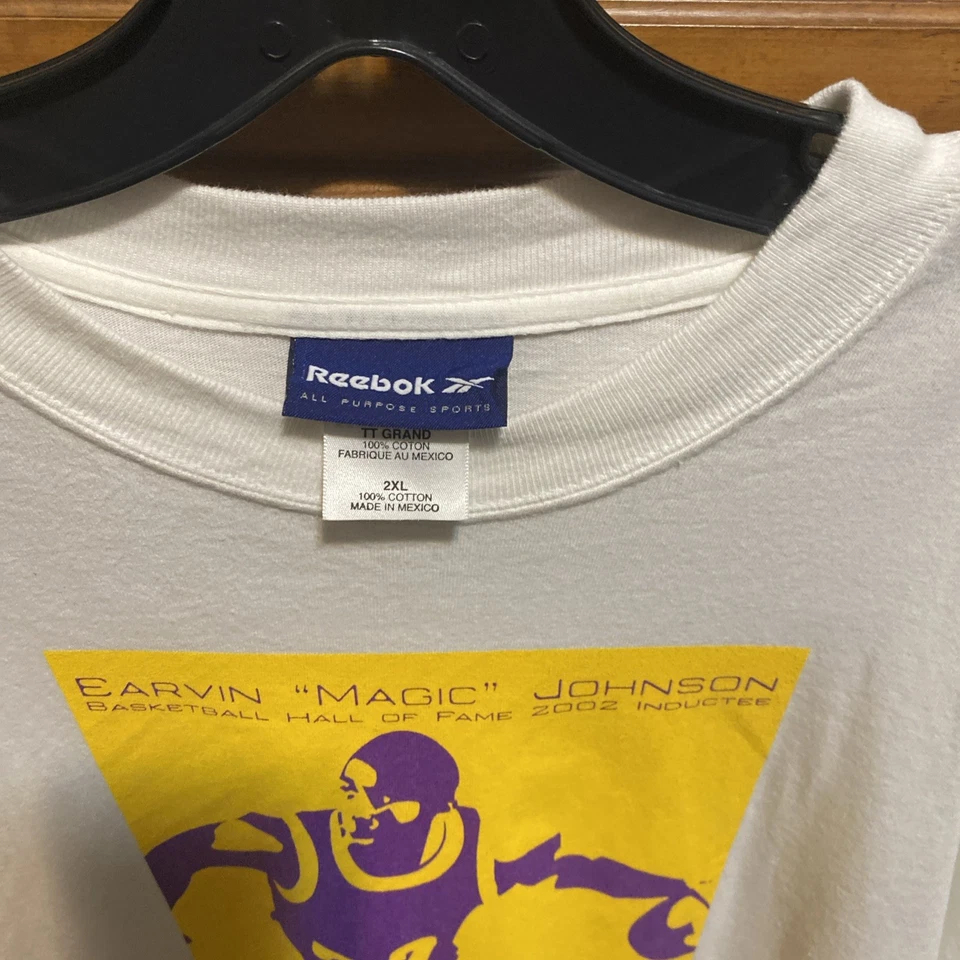 Camiseta Magic Johnson vintage y rara, 2002, XXL, camiseta de miembro del Salón de la Fama, Reebok  Foto 3 de 4