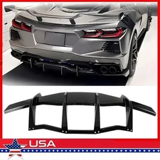 Rear Bumper Diffuser Fits 20-25 Chevy Corvette C8 Stingray Z51 STG 3 Gloss Black