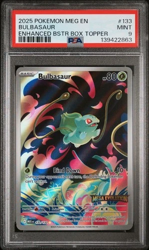 Bulbasaur 133 Stamped Promo Pokemon Mega Evolution Box Topper PSA 9 MINT
