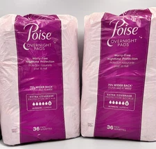 Poise Overnight Pads, #6 Extra Coverage Protection, 72 Count, Disheveled Packs