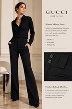Vintage Gucci Black Dress Pants IT 40 Stretch Wool Blend Made In Italy