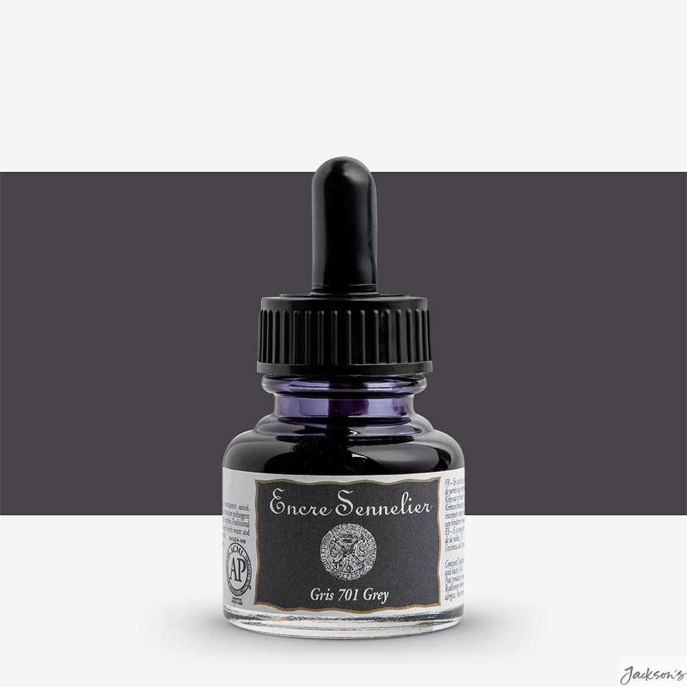 Sennelier Ink Bottle 30ml Grey For Calligraphy Drawing And Wash