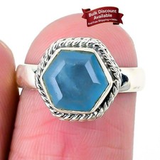 Aquamarine Gemstone 925 Silver Sister March Birth Cluster Ring Jewelry Size 6
