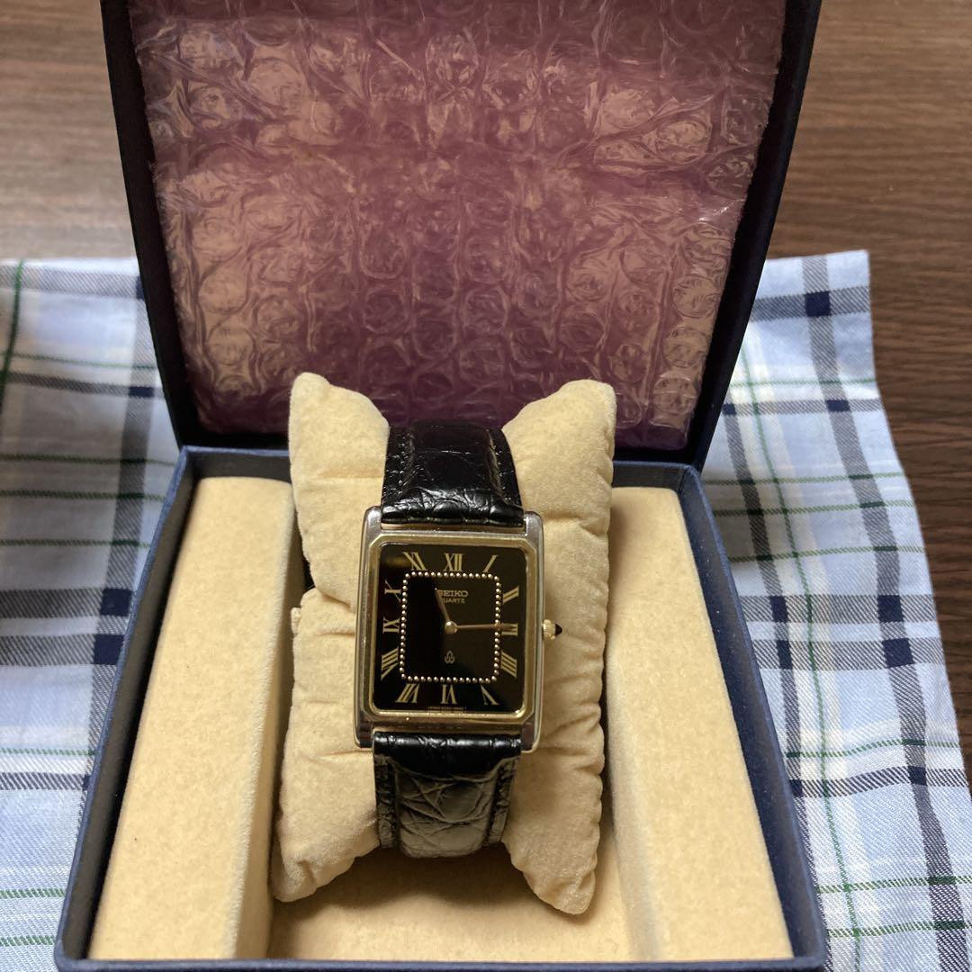 Seiko Dolce QZ 6020-5460 Square Watch Black Dial Onyx Crown Seiko Dolce QZ 6020-5460 Square Watch Black Dial Onyx Crown