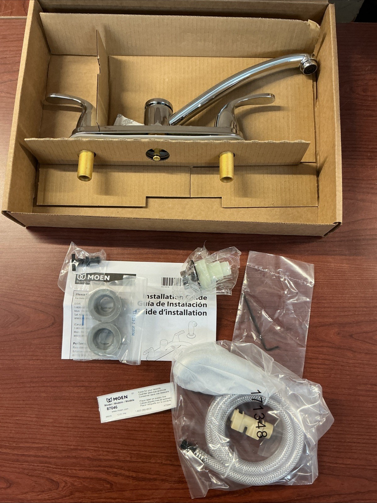 NEW Moen 87046 Adler Double Handle Kitchen Faucet,Chrome B8